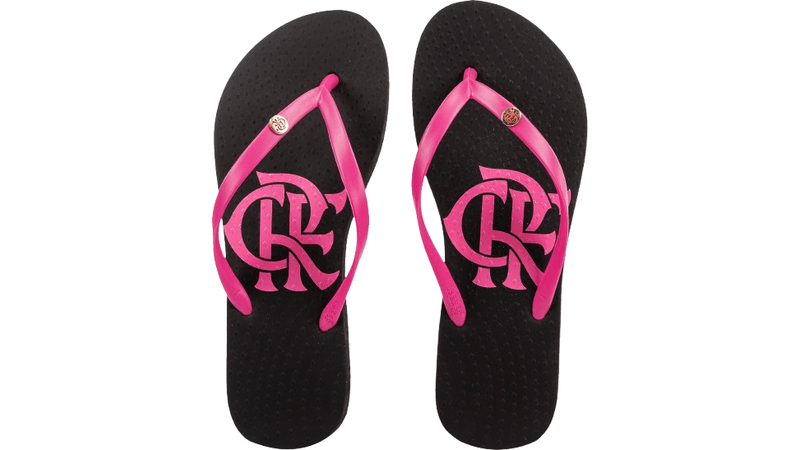 Chinelo Flamengo Slim Preto com Tiras Rosas - Loja Oficial do Flamengo