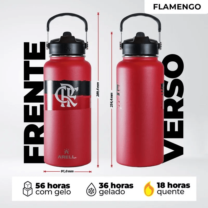 Garrafa Térmica Vácuo Straw Flask Arell 946ml Flamengo Red Listras - Loja Oficial do Flamengo