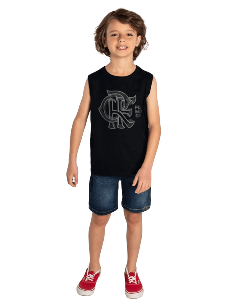 Regata Flamengo Infantil CRF Logo Preta Brandili - Loja Oficial do Flamengo