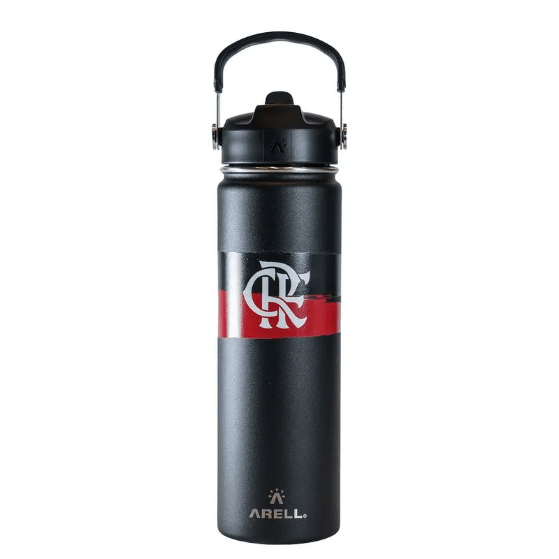 Garrafa Térmica Vácuo Straw Flask Arell 650ml Flamengo Black Listras - Loja Oficial do Flamengo