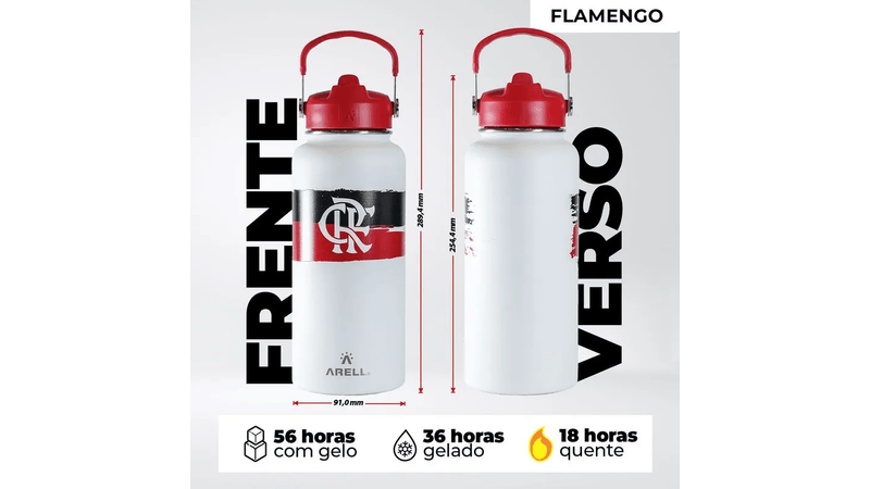 Garrafa Térmica Vácuo Straw Flask Arell 946ml Flamengo White Listras - Loja Oficial do Flamengo