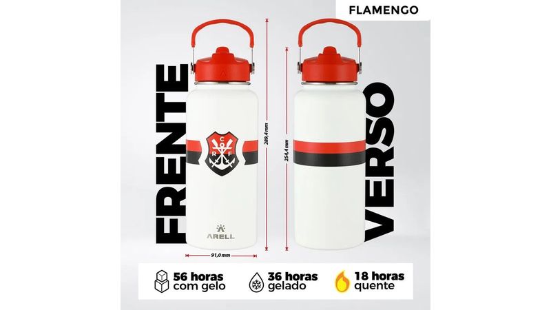 Garrafa Térmica Vácuo Straw Flask Arell 946ml Flamengo Remo - Loja Oficial do Flamengo