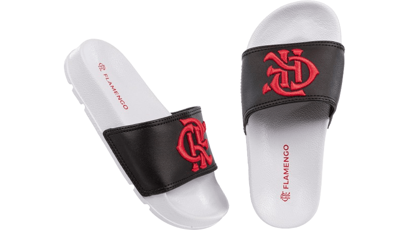 Chinelo Infantil Slide Flamengo - Preto com Detalhes Vermelhos - Loja Oficial do Flamengo