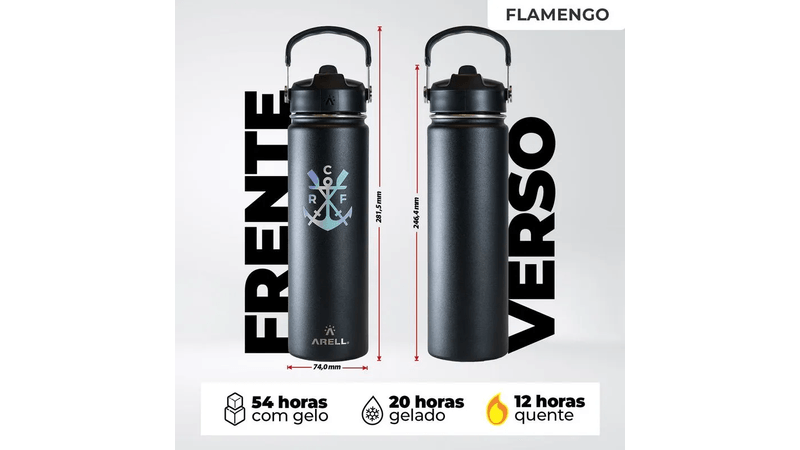 Garrafa Térmica Vácuo Straw Flask Arell 650ml Flamengo Manto 3 - Loja Oficial do Flamengo