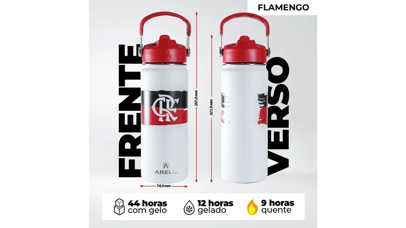 Garrafa Térmica Vácuo Straw Flask Arell 532ml Flamengo White Gold - Loja Oficial do Flamengo