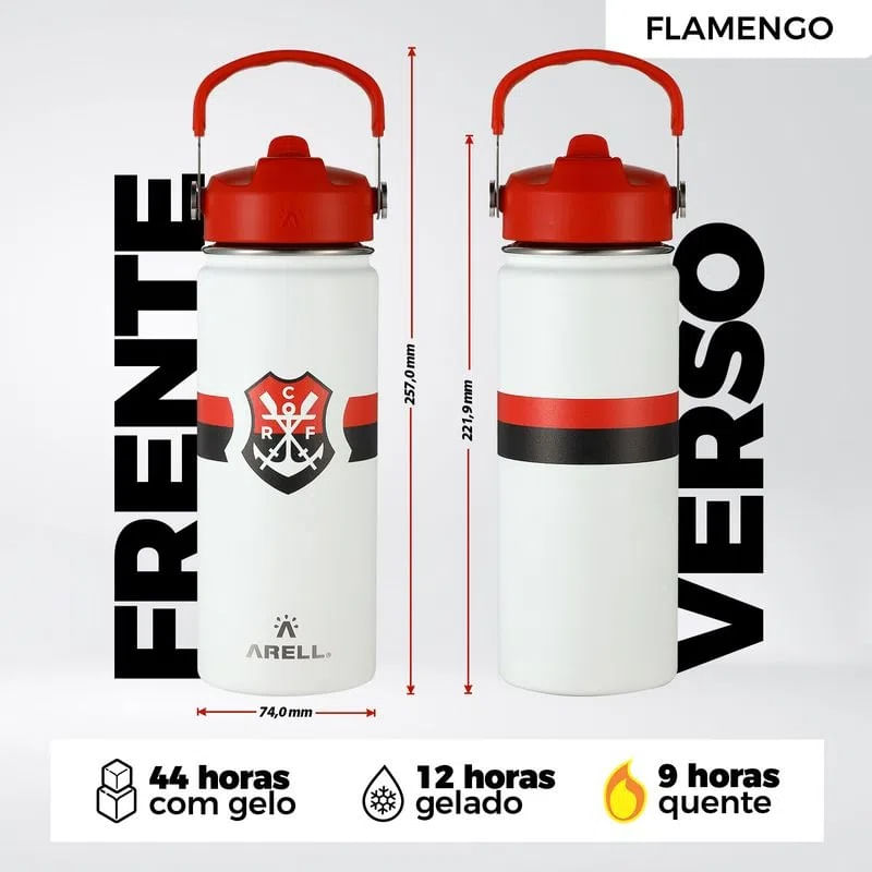 Garrafa Térmica Vácuo Straw Flask Arell 532ml Flamengo Remo - Loja Oficial do Flamengo