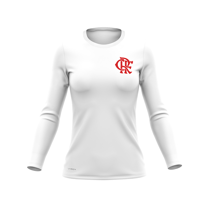 Camisa Flamengo Feminina Manga Longa Protection Branca Braziline - Loja Oficial do Flamengo