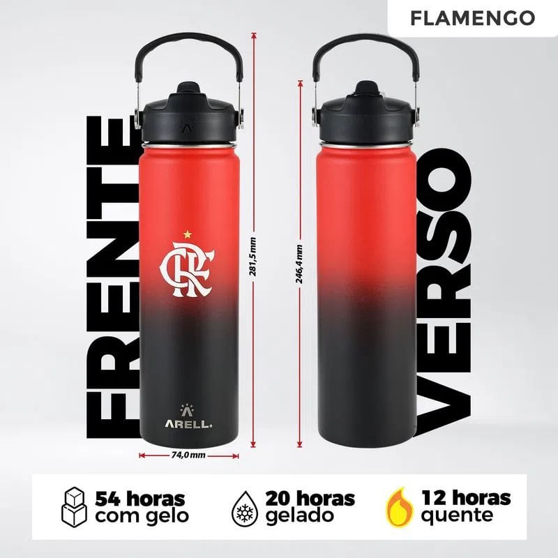 Garrafa Térmica Vácuo Straw Flask Arell 650ml Flamengo CRF - Loja Oficial do Flamengo