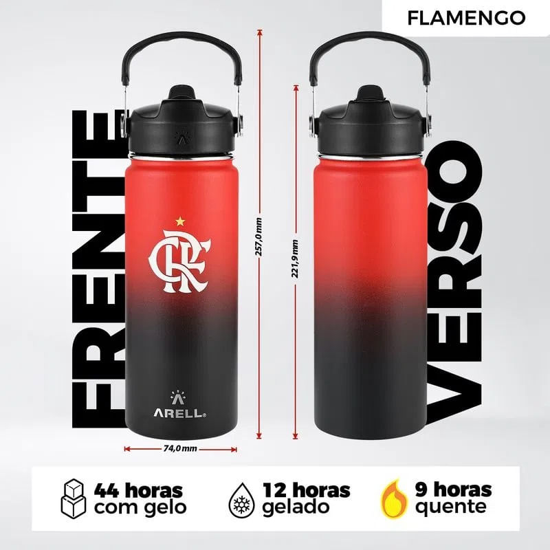 Garrafa Térmica Vácuo Straw Flask Arell 532ml Flamengo CRF - Loja Oficial do Flamengo