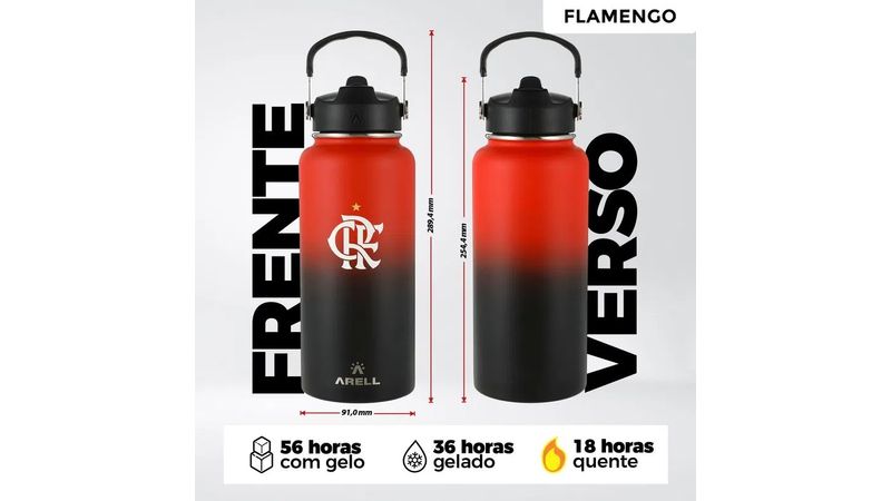 Garrafa Térmica Vácuo Straw Flask Arell 946ml Flamengo CRF - Loja Oficial do Flamengo